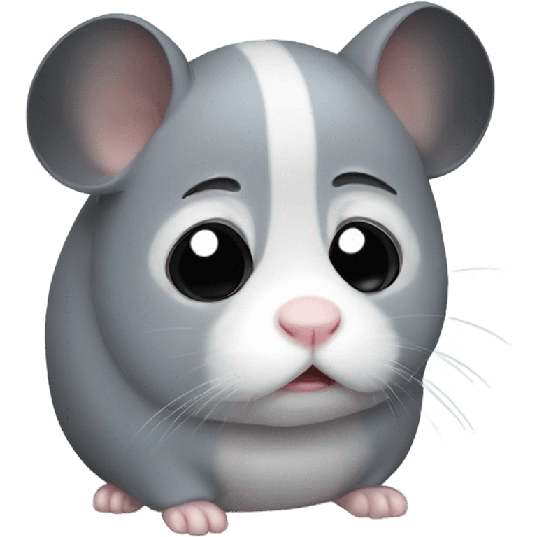 Sad Gray hamster with huge black crying eyes  emoji