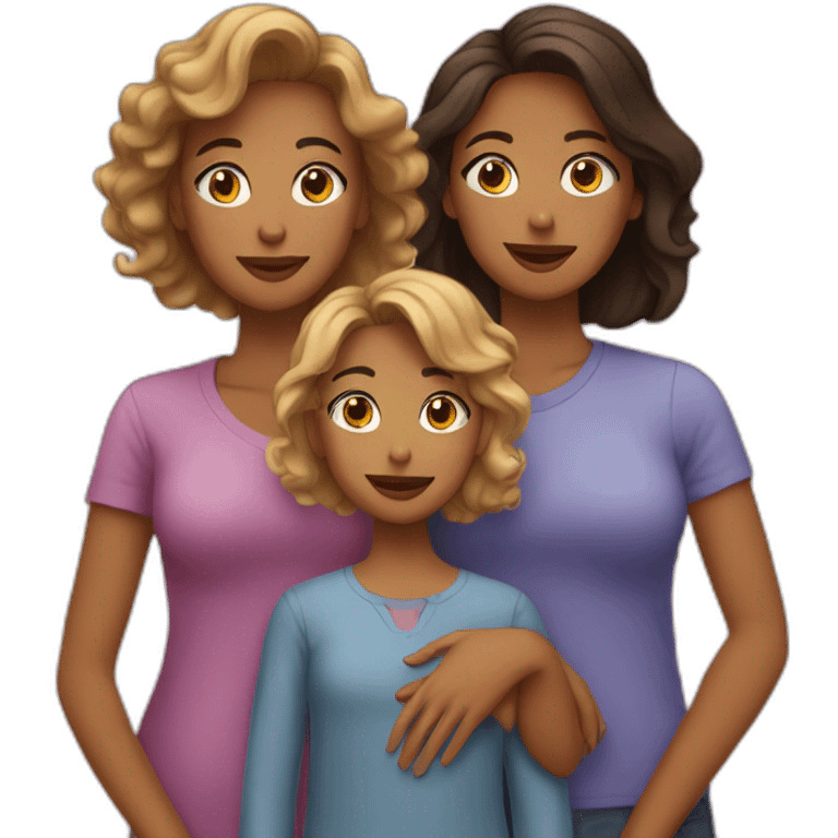 mother and two adult daughters emoji