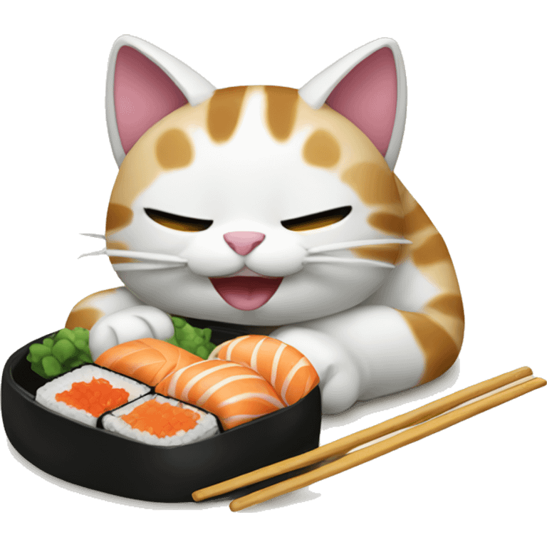 cat is eating a sushi emoji