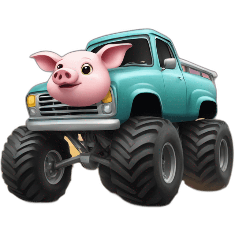 pig driving a monster truck emoji