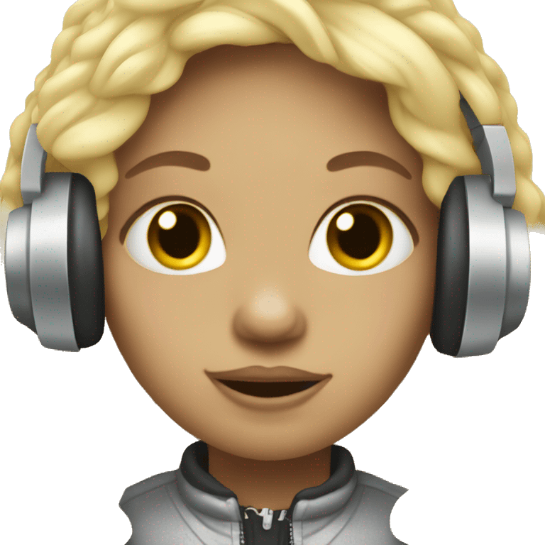 very ugly girl with blonde hair as dj emoji