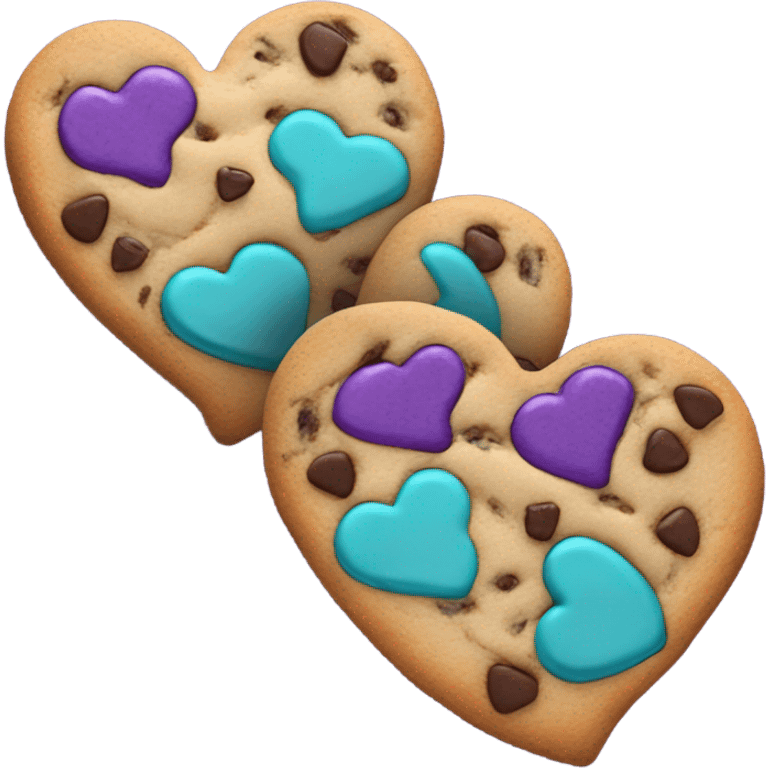 Purple teal chocolate chip heart cookie emoji