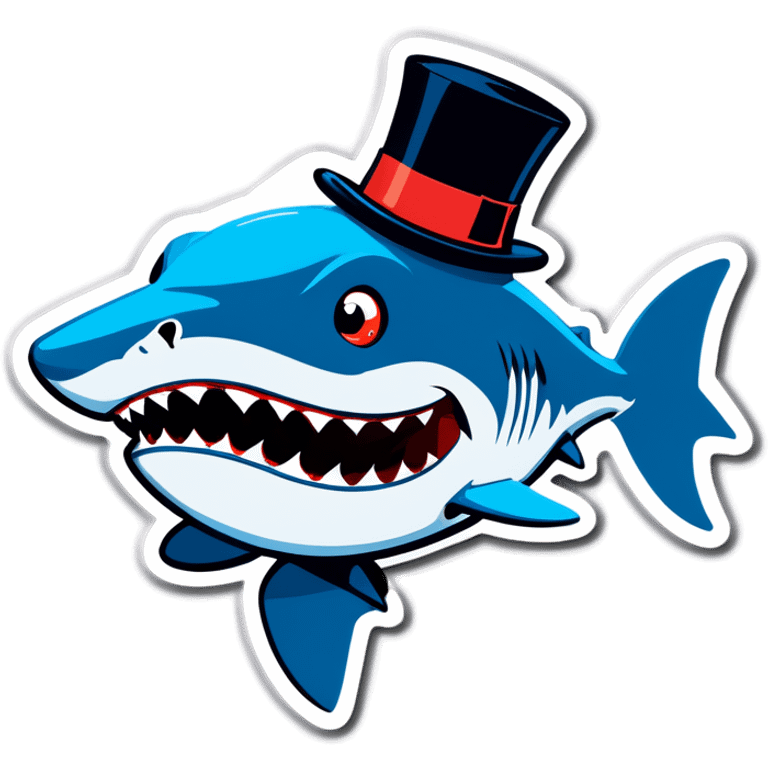 Shark with a top hat emoji