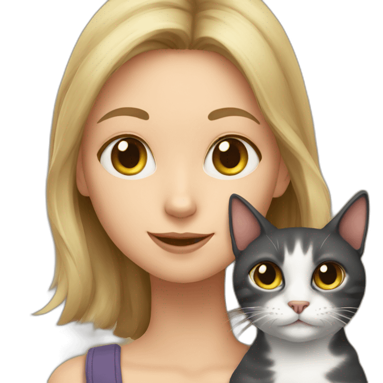 Cat with girl emoji