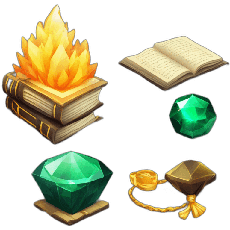 Pixel Book History Paper Diamond Obsidian Emerald Flame Shiny Glow Reward Legendary Unique Epic Mystery emoji