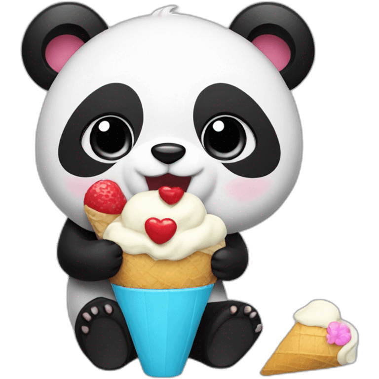 Panda eating ice cream emoji