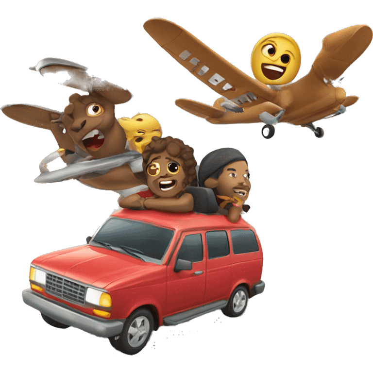 flying vs. roadtrip emoji