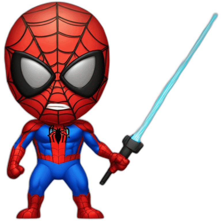 spiderman con dos sable lasers en la esparda emoji