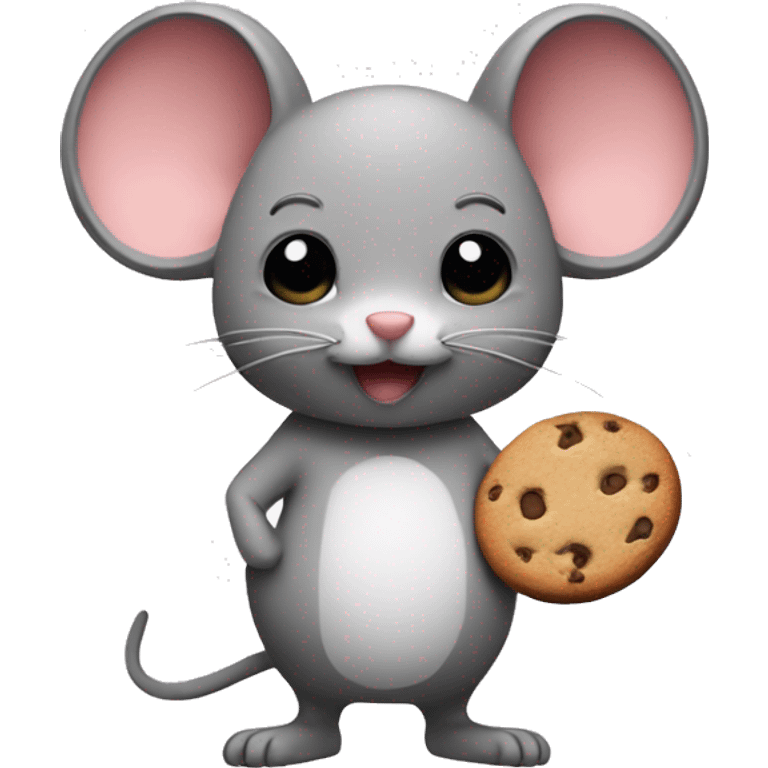 Make a mouse holding a cookie emoji