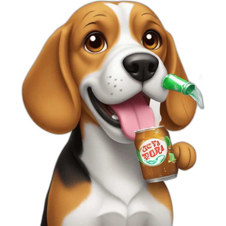 Beagle drinking soda emoji