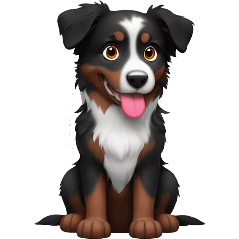 Small black australian shepherd dog with huge maroon heart emoji