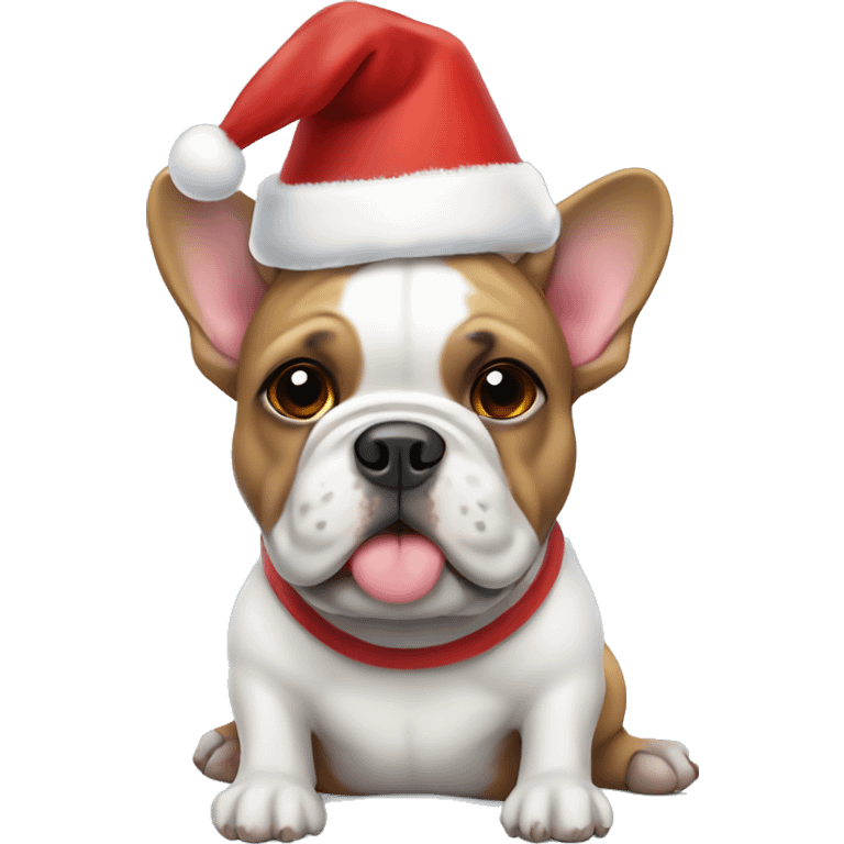 French bull dog wearing a Christmas hat  emoji