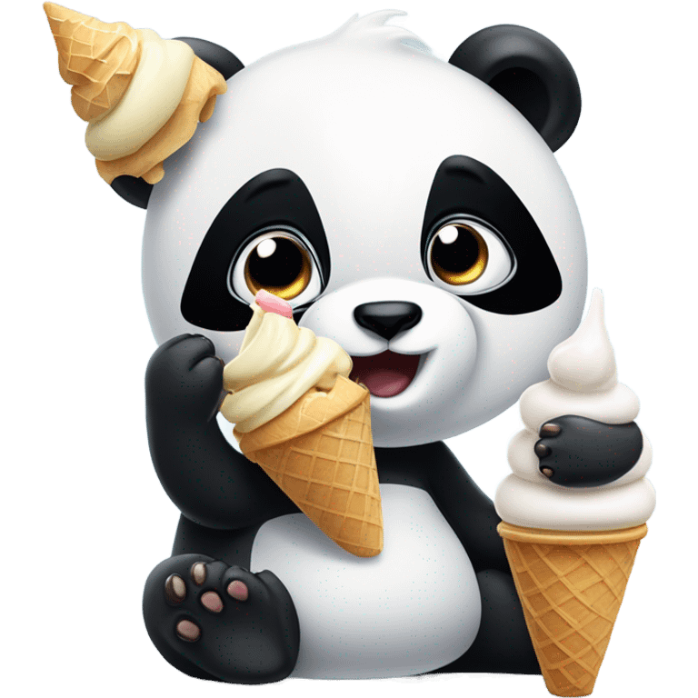 Panda eating ice cream emoji