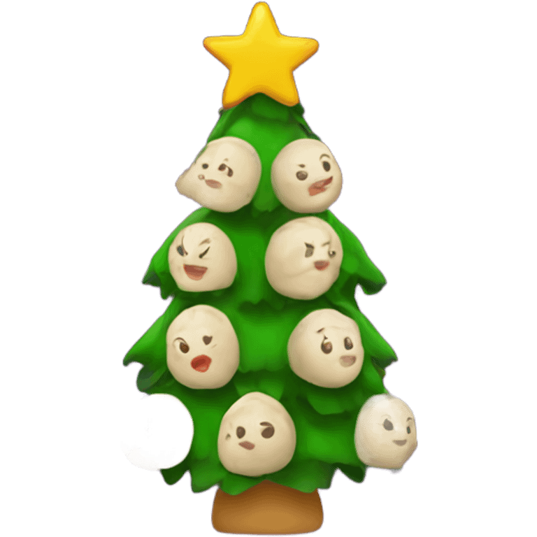 A Christmas tree decorated with dumplings emoji