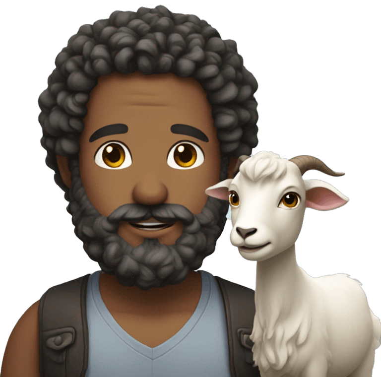 man with a beard and curls likes a goat emoji