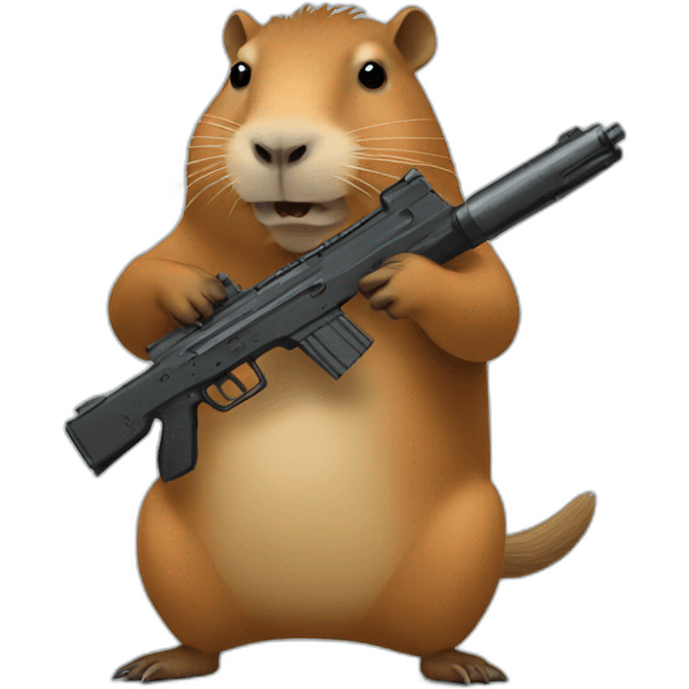 Capybara holding a gun emoji