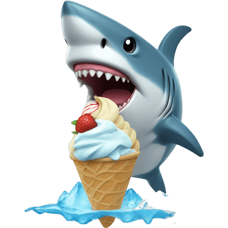 Shark eating ice cream emoji