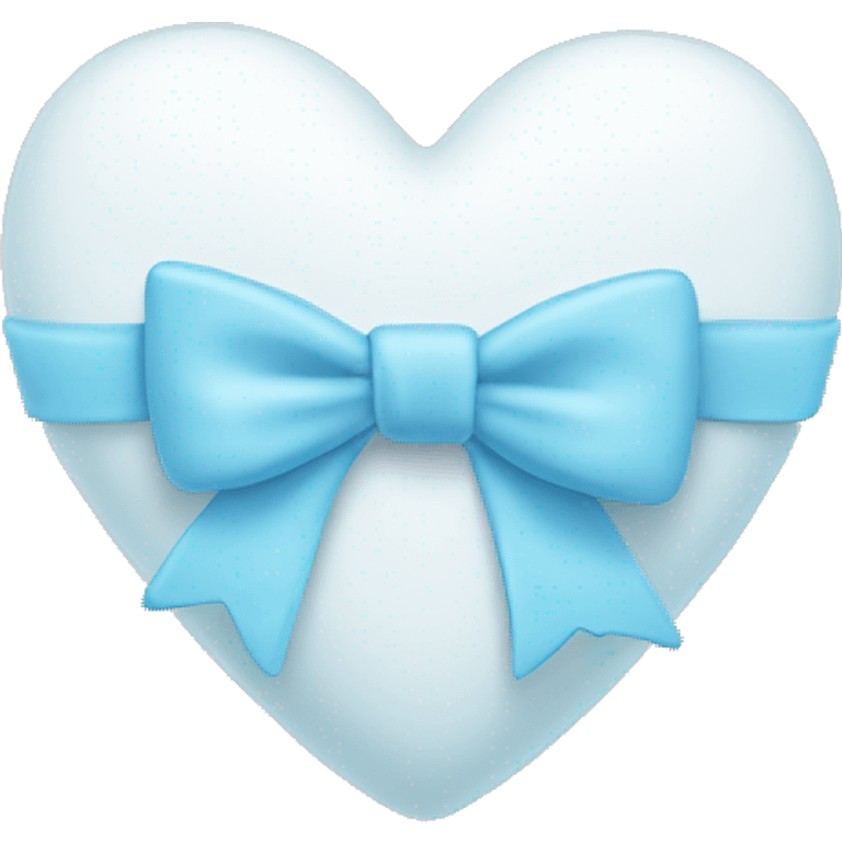 White heart with baby blue bow  emoji