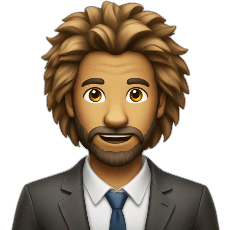 Lion cheveux attachés emoji