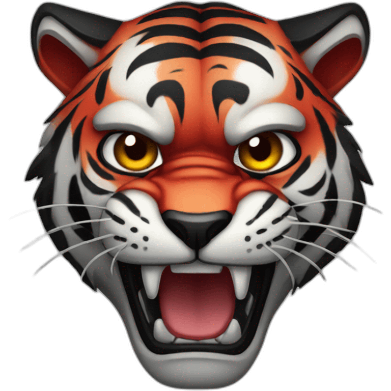 black angry red gloomy tiger emoji