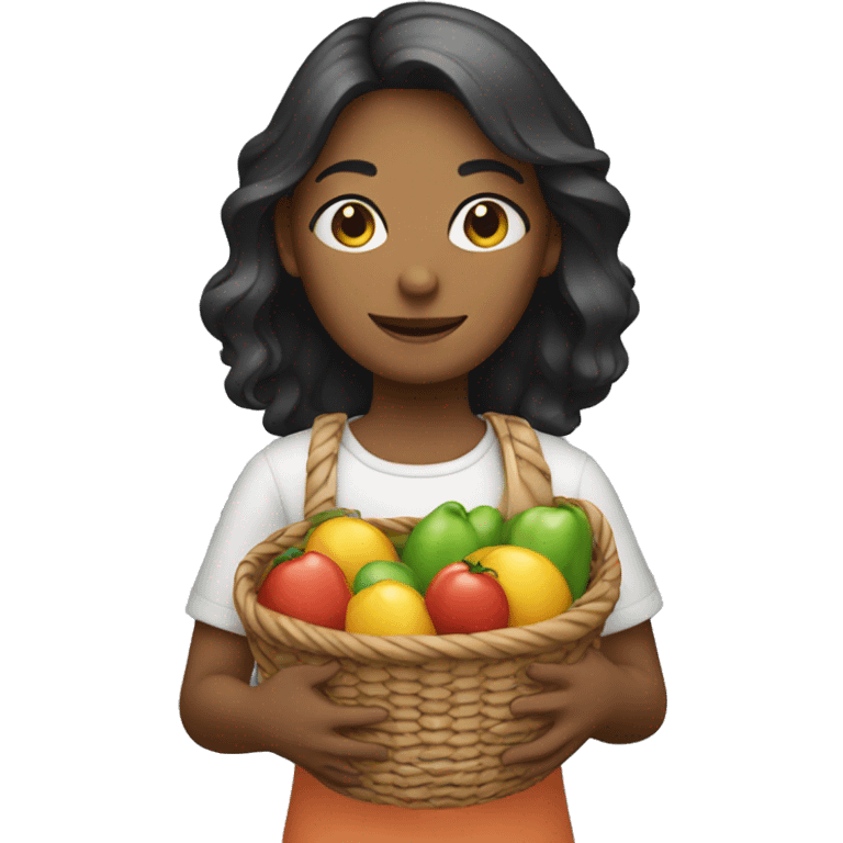 Girl holding a basket emoji