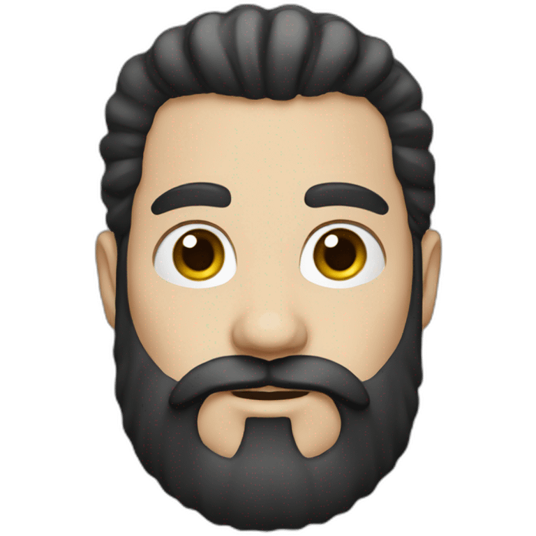 Man, white skin, black hair, long beard emoji