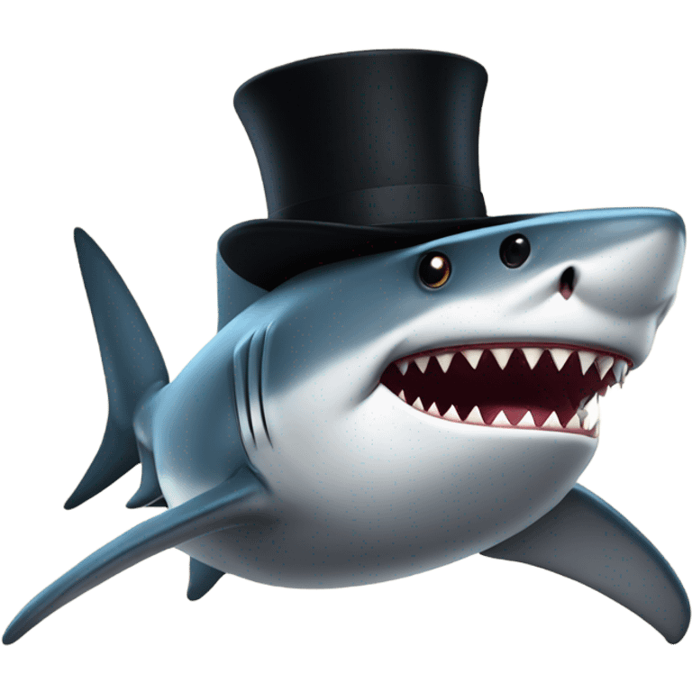 Shark with a top hat emoji