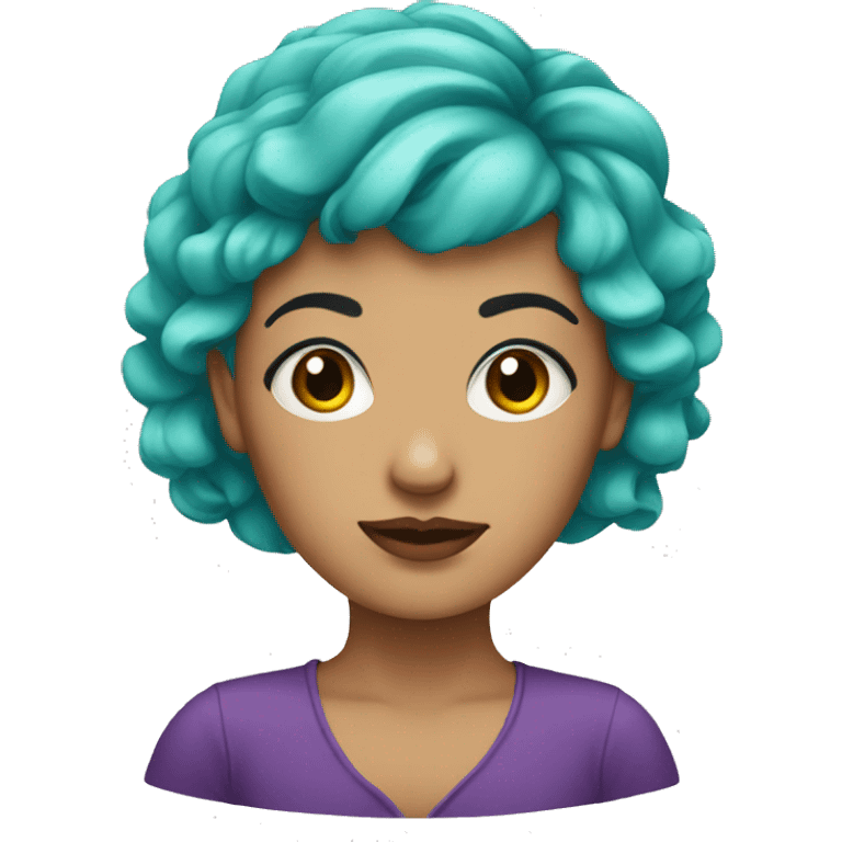 Turquoise hair lady with dark eyebrows  emoji