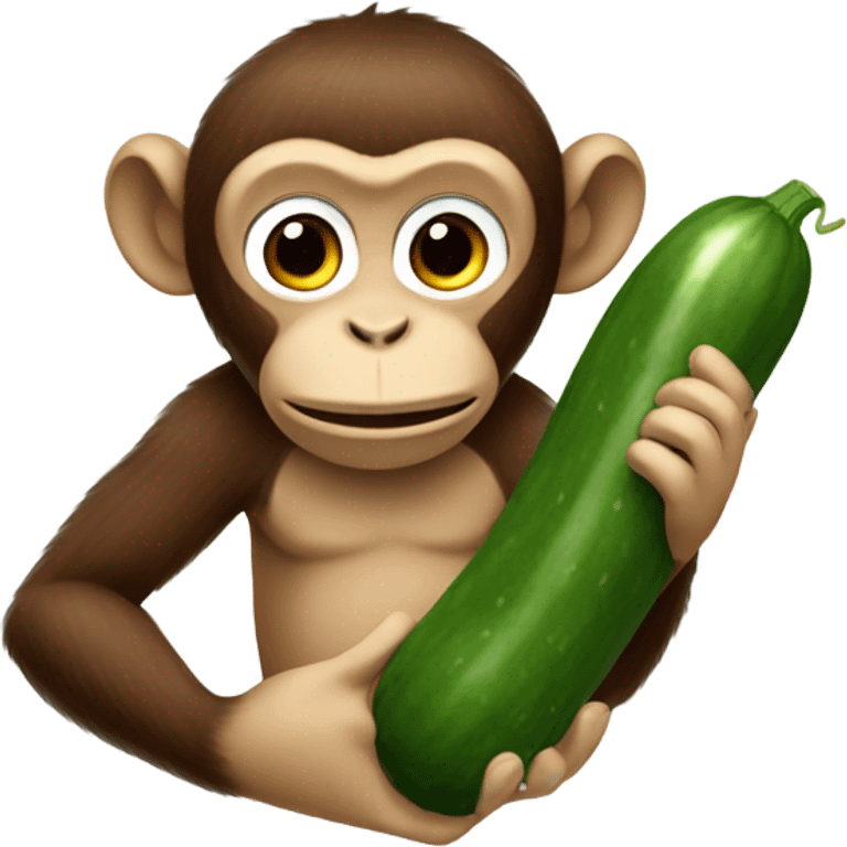 Monkey holding cucumber  emoji