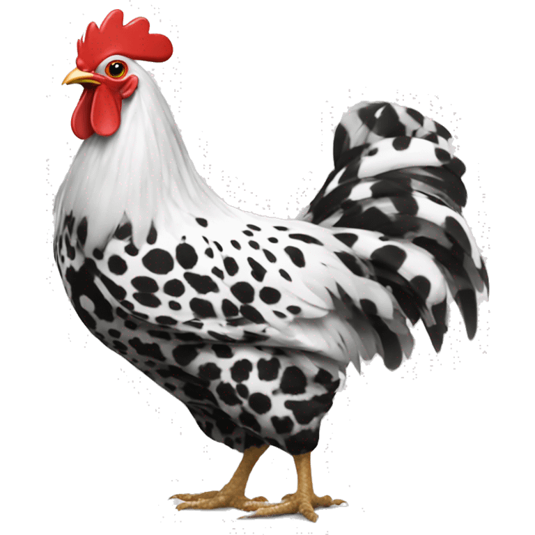 Black and white spotted chicken in a heatchicken  emoji