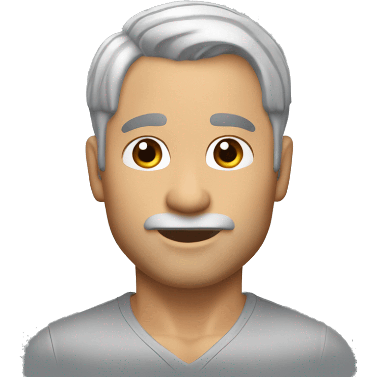 memoji of andrew huberman muscular silver hair, v neck emoji