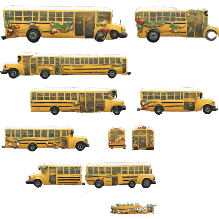 Christmas decorated school bus emoji