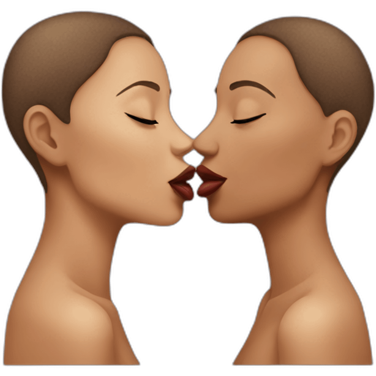 two women touching lips emoji