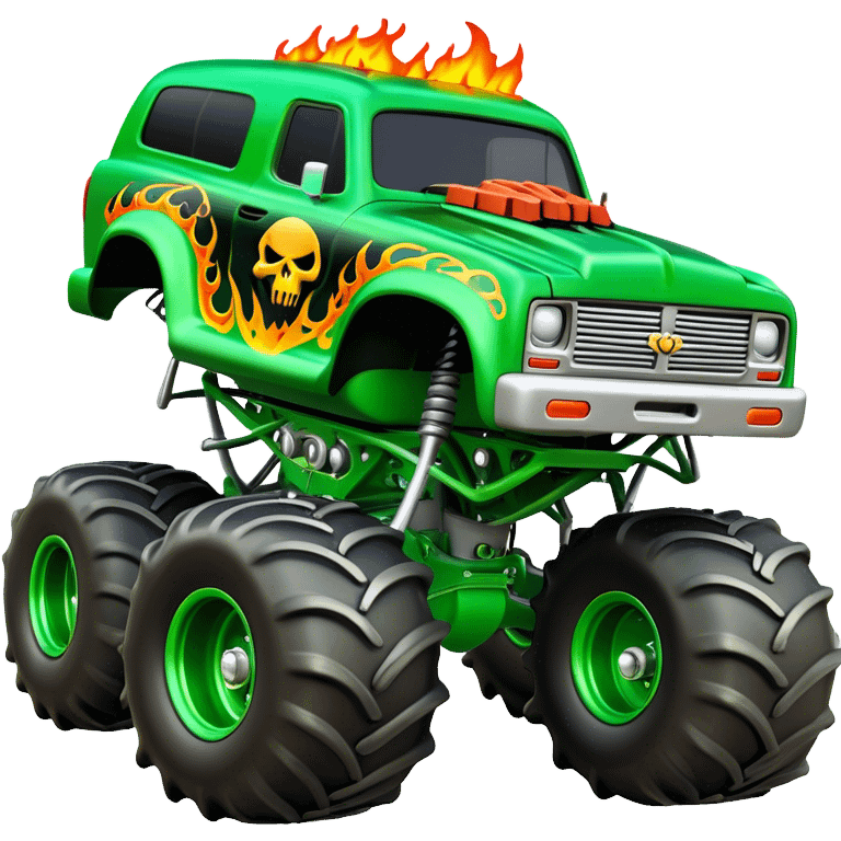 Grave Digger - Monster Jam (Model Year: 2022) (Iconic colour: Green with flames) emoji