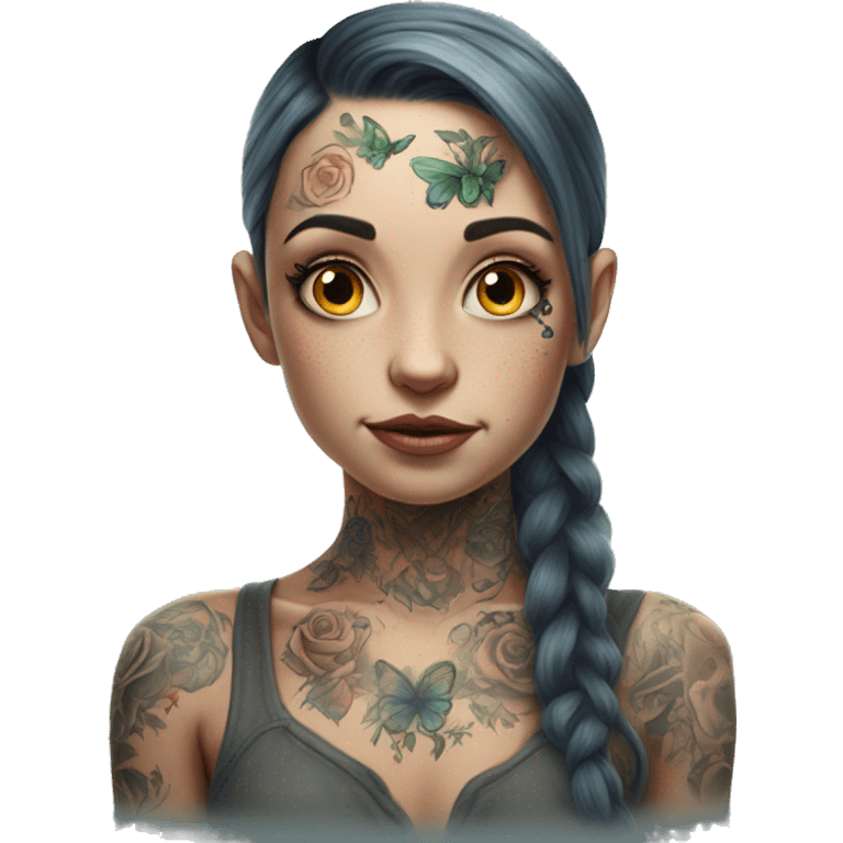 realistic portrait of tattooed girl fairy emoji