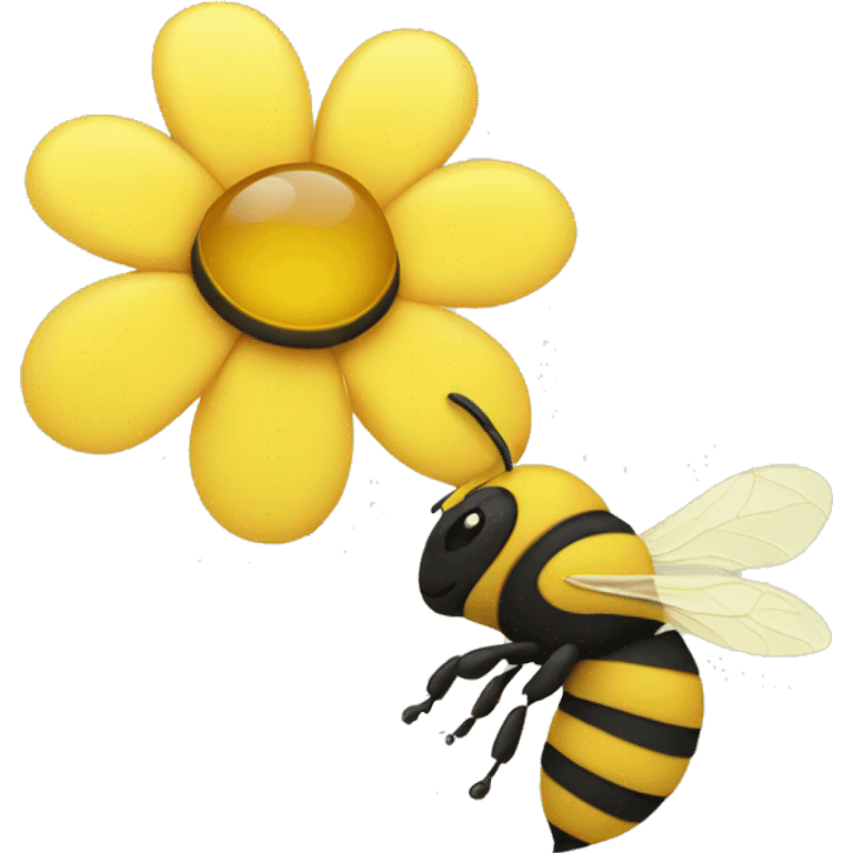 yellow flower with bee emoji