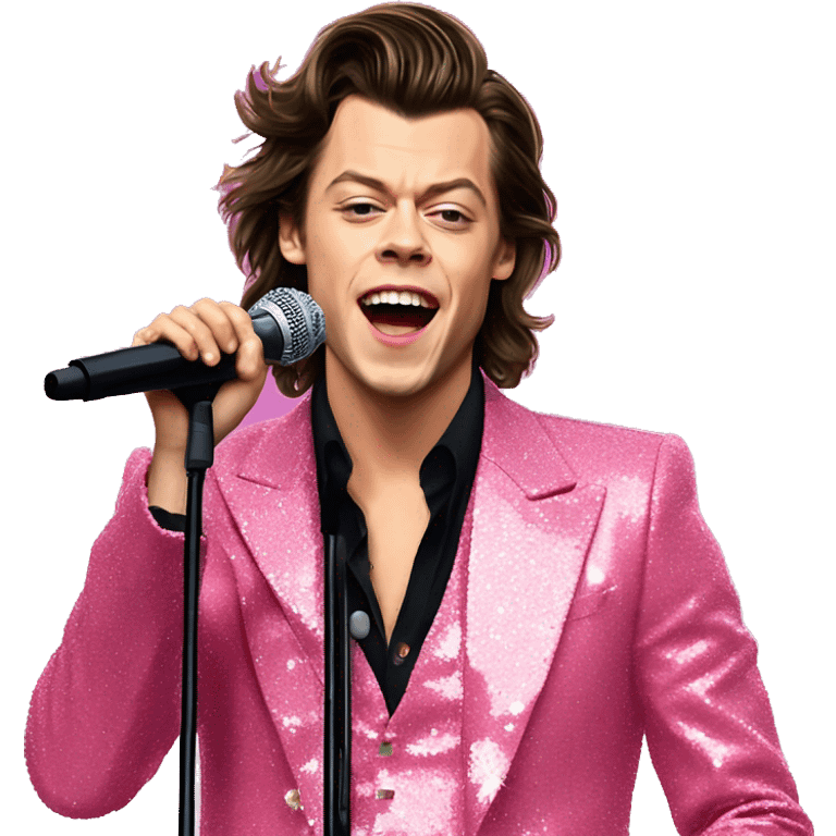 singer Harry Styles while performing kiwi sparkly pink outfit emoji