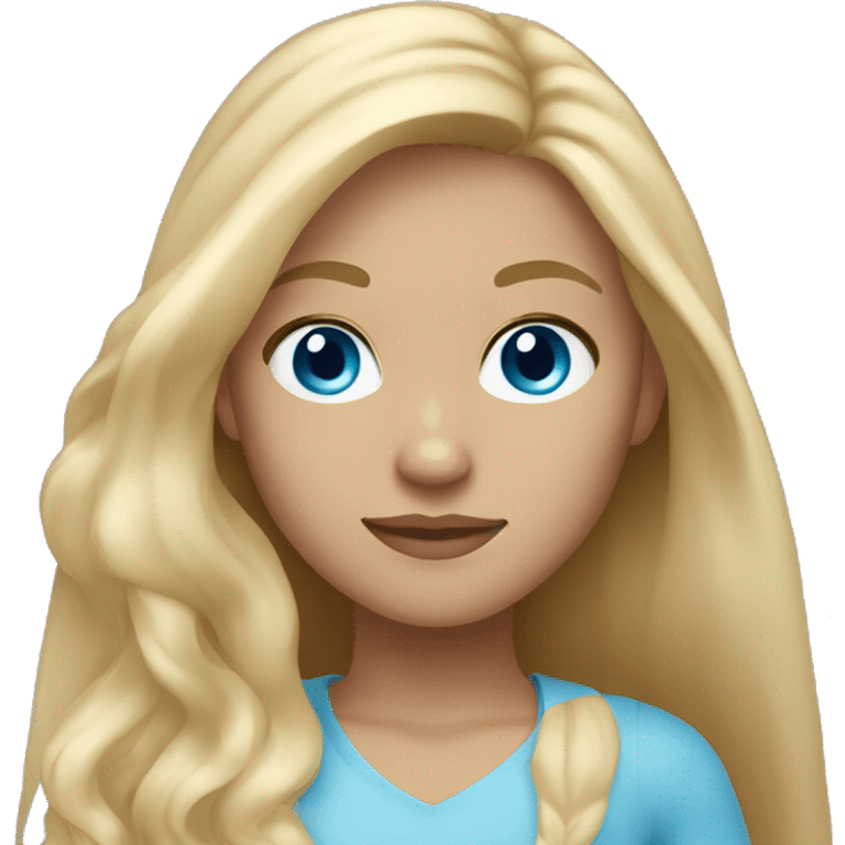 girl with blonde long hair and blue eyes and light tan skin tone  emoji