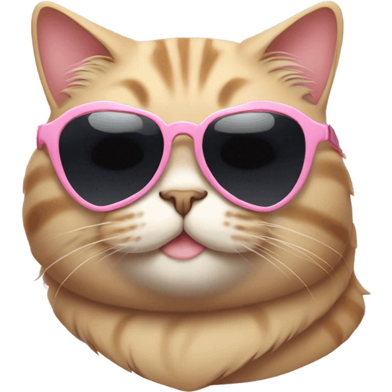 Cute fat cat wearing heart shaped sunglasses emoji