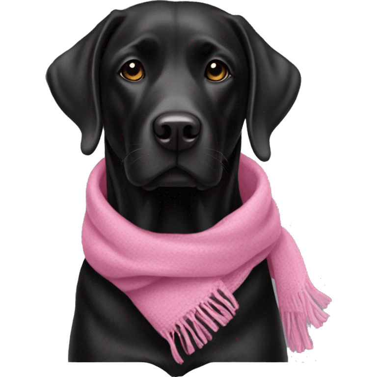 Black lab wearing a pink scarf emoji