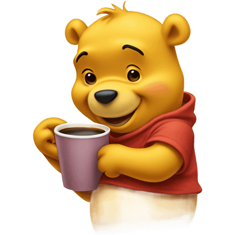 Winnie the Pooh drinking coffee emoji