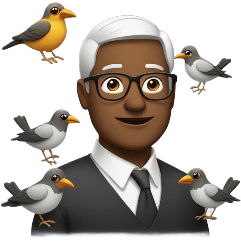 man wearing glasses with birds emoji