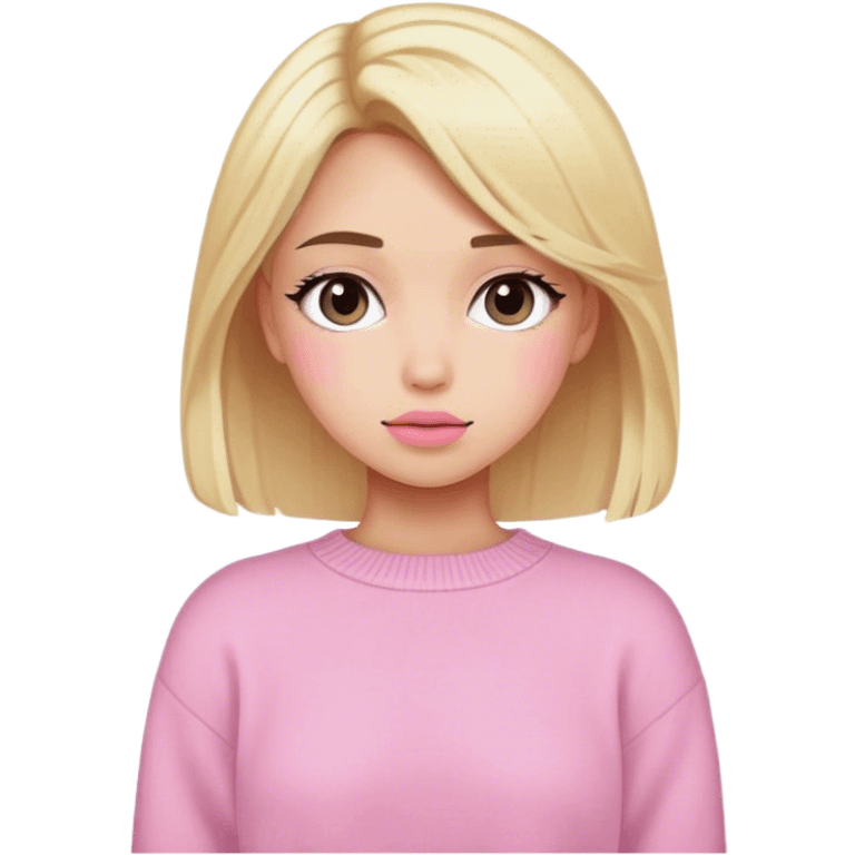 Aesthetic girl with pink sweater blonde  emoji