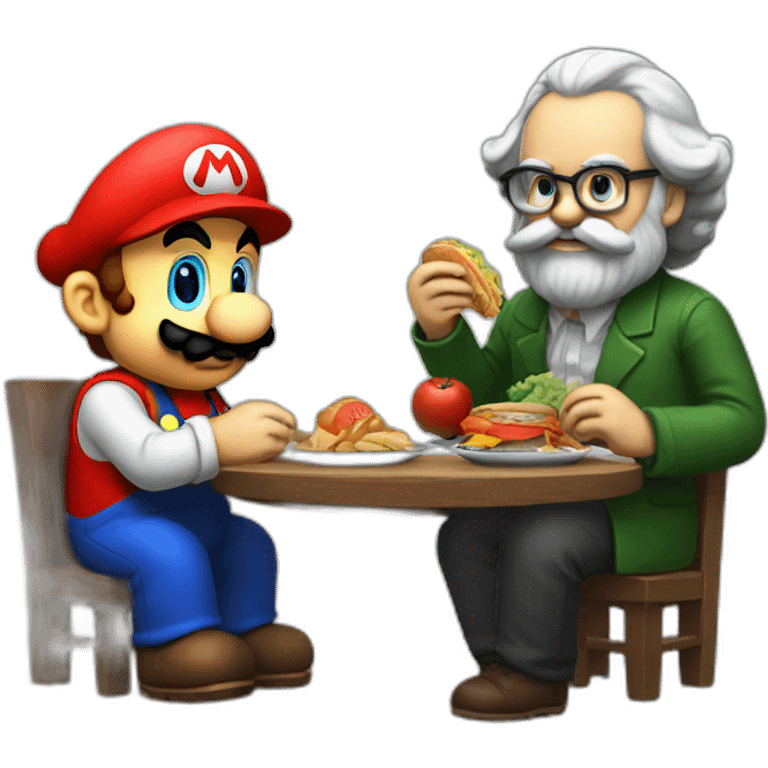 mario eating lunch with karl marx emoji