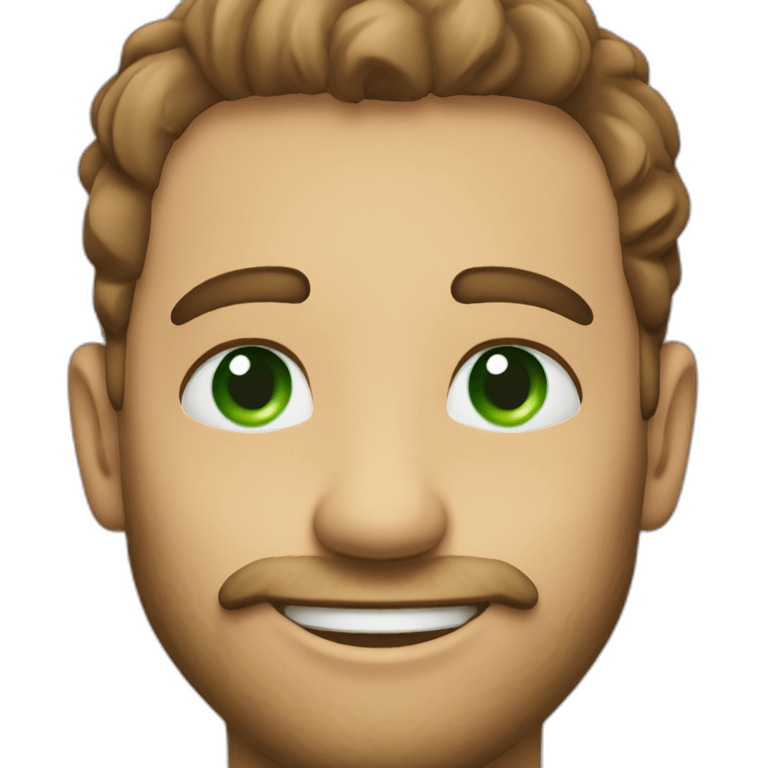 nice man with green eyes, bear and smiling emoji