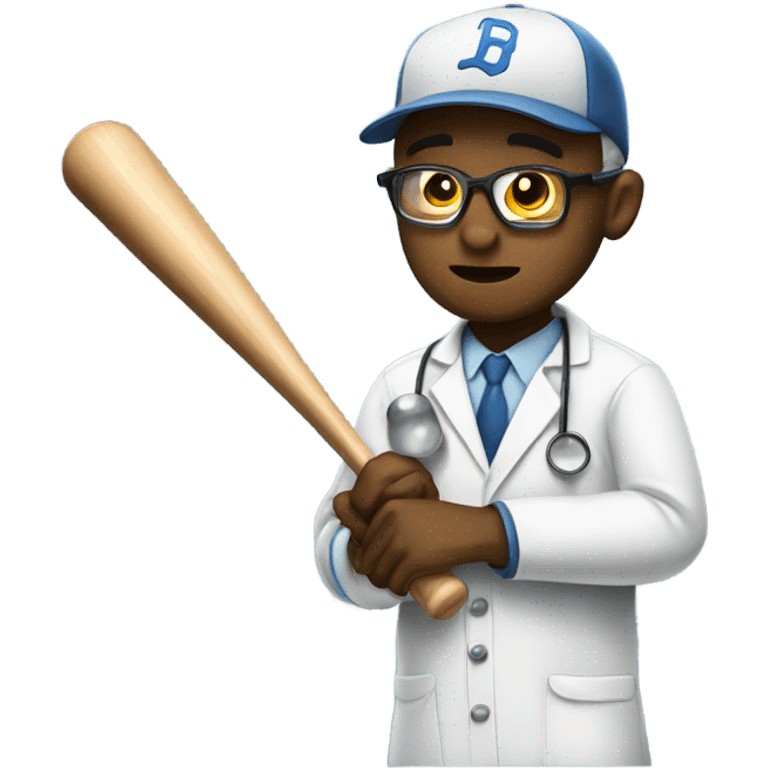 Scientist evaluating a baseball players swing emoji