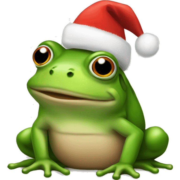 A frog name Pepe with a Christmas hat on emoji