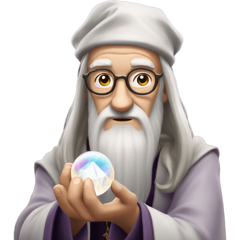 Dumbledore holds a crystal ball in his hand emoji