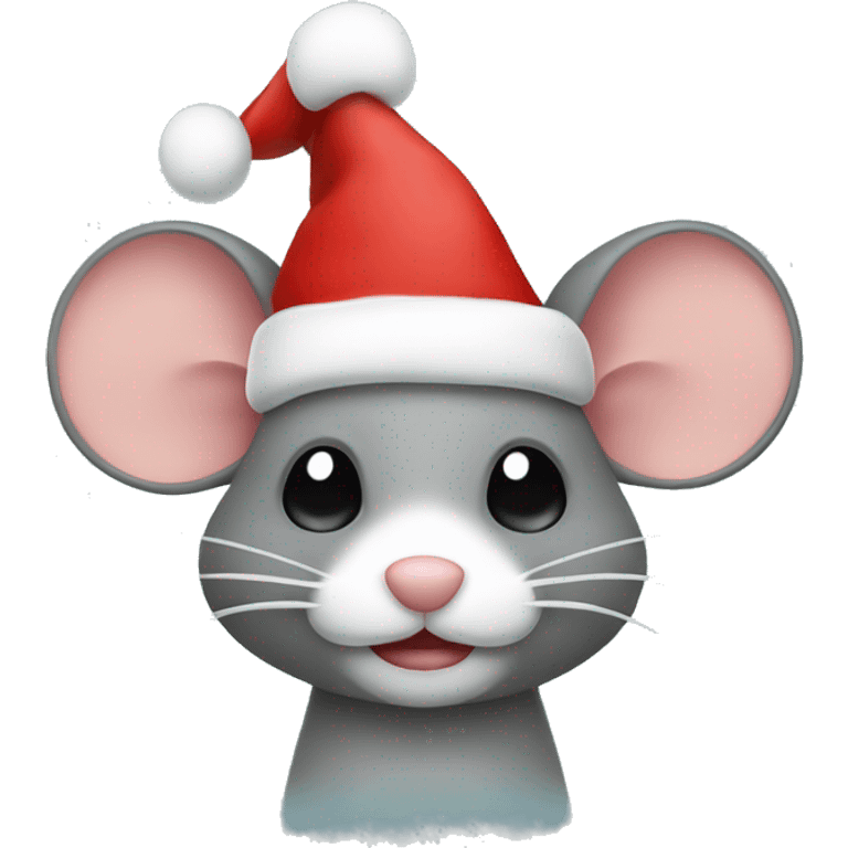 A mouse woth a christmas hat emoji