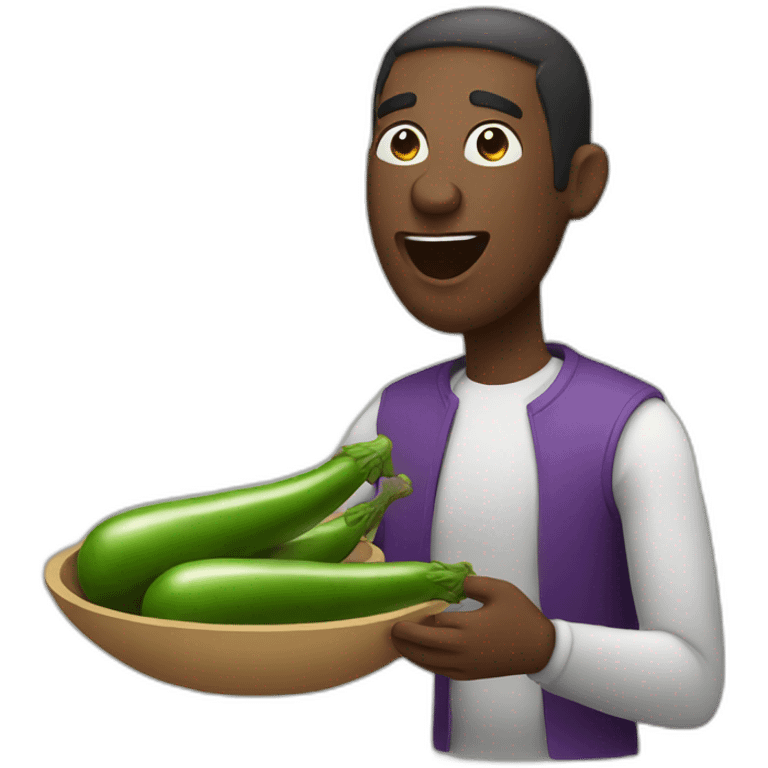 Man eating eggplant emoji